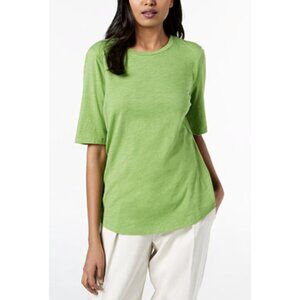EILEEN FISHER Organic Cotton T-Shirt in Lime Green Minimalist Casual Lagenlook